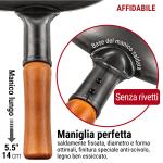 Small Yosukata Wok Acciaio al Carbonio Nero (Fondo Piatto, Stagionato) 34cm + Set di utensili per wok: set spatola e mestolo per wok in acciaio inox da 43 cm