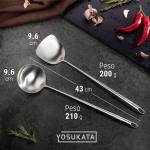 Small Yosukata Wok Acciaio al Carbonio Blu (Fondo Piatto, Stagionato) 34cm + Set di utensili per wok: set spatola e mestolo per wok in acciaio inox da 43 cm