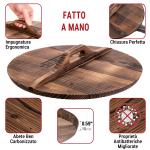 Small Yosukata Wok Acciaio al Carbonio Blu (Fondo Piatto, Stagionato) 34cm + Coperchio in Legno per Wok 34cm