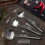 Small Yosukata Set di Utensili per Wok: Spatola, Mestolo e Schiumarola in Acciaio Inox per Wok da 43 cm