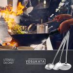 Small Yosukata Set di Utensili per Wok: Spatola, Mestolo e Schiumarola in Acciaio Inox per Wok da 43 cm