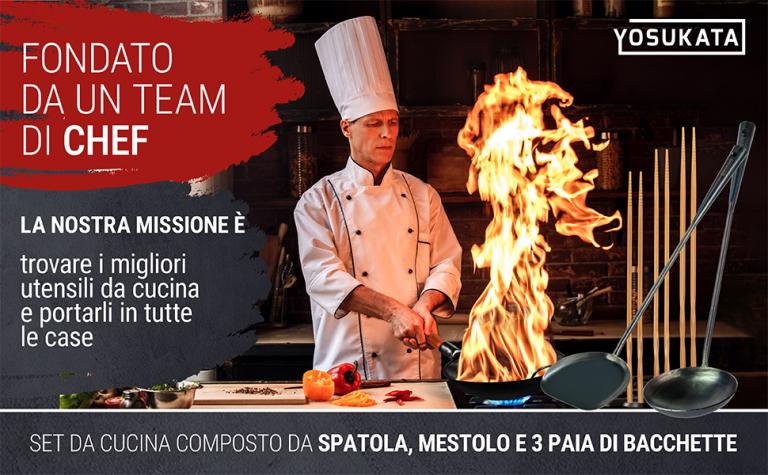 Yosukata Set di Utensili per Wok: Spatola, Mestolo e Bacchette in Bambù per Wok in Acciaio ai Carbonio Pre-Stagionato da 43 cm