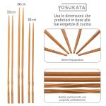 Small Yosukata Set di Utensili per Wok: Spatola, Mestolo e Bacchette in Bambù per Wok in Acciaio ai Carbonio Pre-Stagionato da 43 cm