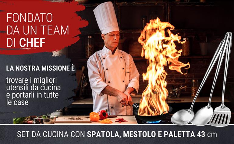 Yosukata Set di Utensili per Wok: Spatola, Mestolo e Paletta in Acciaio Inox per Wok da 43 cm