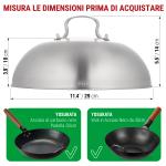 Small Yosukata Coperchio Wok 29cm (Acciaio Inossidabile, Inserto in Vetro Temperato)