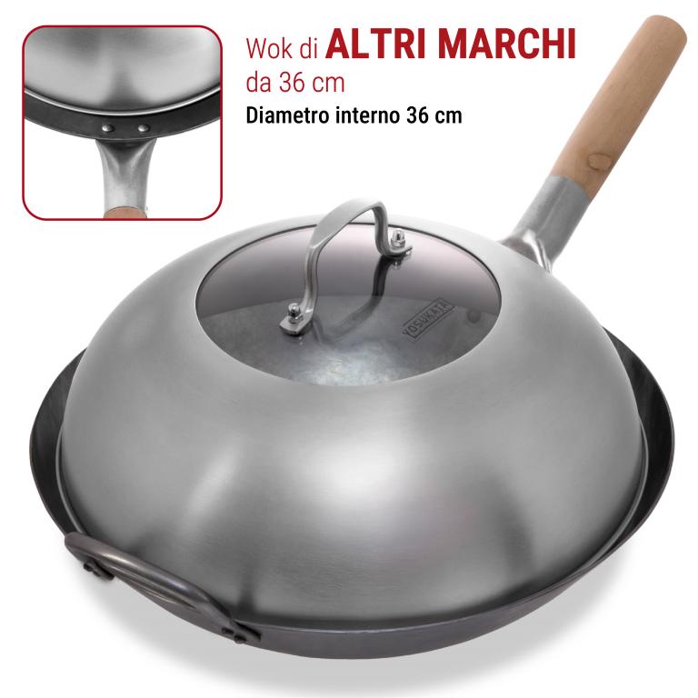 Yosukata Coperchio Wok 32.5cm (Acciaio Inossidabile, Inserto in Vetro Temperato)