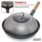 Small Yosukata Coperchio Wok 34.5cm (Acciaio Inossidabile, Inserto in Vetro Temperato)