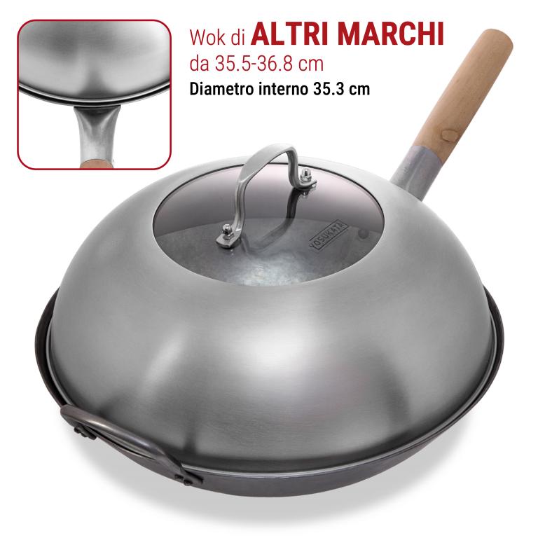 Yosukata Coperchio Wok 34.5cm (Acciaio Inossidabile, Inserto in Vetro Temperato)