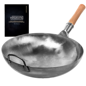 Yosukata Wok Acciaio al Carbonio Blu (Fondo Tondo, Non Stagionato) 36cm