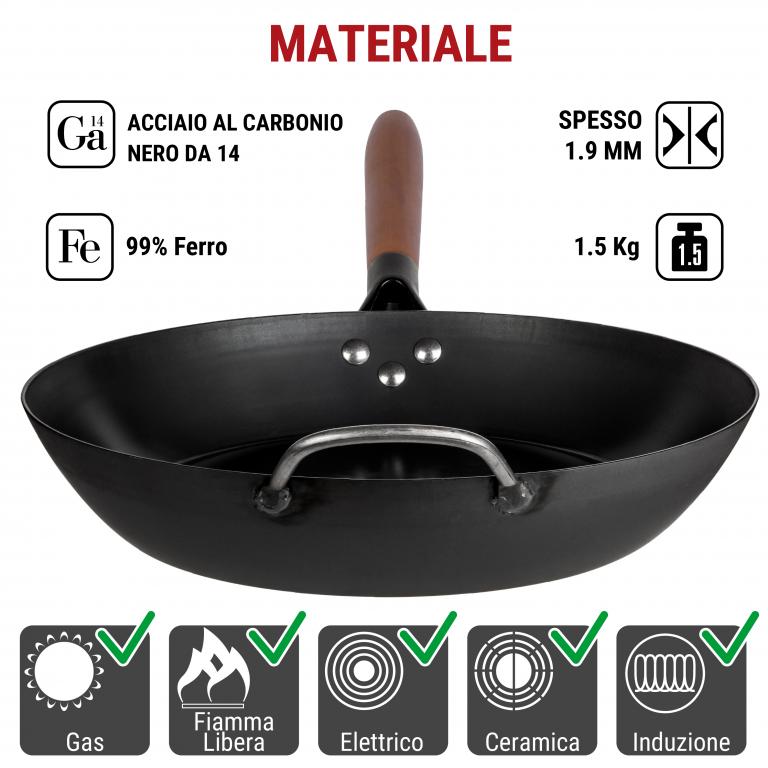 Yosukata Padelle in Acciaio ai Carbonio Nero (Stagionato) 30cm