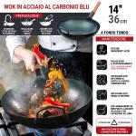 Small Yosukata Wok Acciaio al Carbonio Blu (Fondo Tondo, Stagionato) 36cm