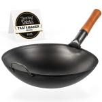 Small Yosukata Wok Acciaio al Carbonio Nero (Fondo Tondo, Stagionato) 36cm