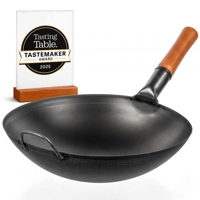 Wok Acciaio al Carbonio Nero (Fondo Tondo, Stagionato) 36cm
