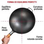 Small Yosukata Wok Acciaio al Carbonio Nero (Fondo Tondo, Stagionato) 36cm