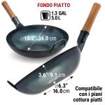 Small Yosukata Wok Acciaio al Carbonio Blu (Fondo Piatto, Stagionato) 34cm