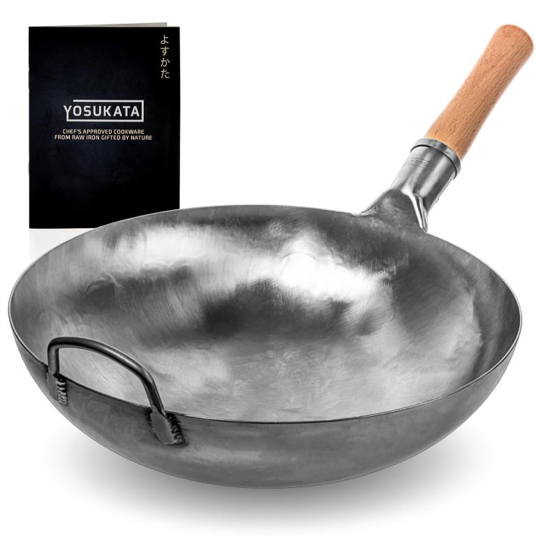 Yosukata Wok Acciaio al Carbonio Blu (Fondo Tondo, Non Stagionato) 36cm