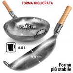 Small Yosukata Wok Acciaio al Carbonio Blu (Fondo Tondo, Non Stagionato) 36cm